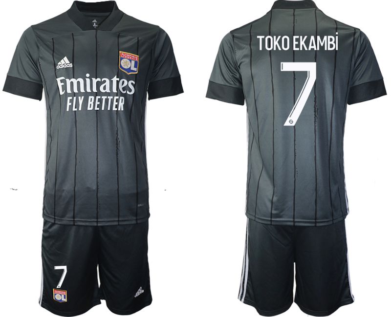 Men 2020-2021 club Olympique Lyonnais away #7 black Soccer Jerseys